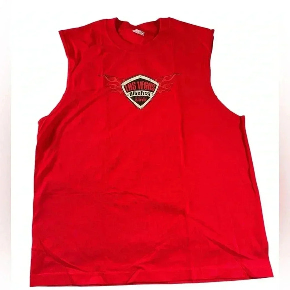 2010 Las Vegas Bike Fest Men’s Sleeveless T Shirt Large Tank Top Red Motorcycle - Picture 1 of 10